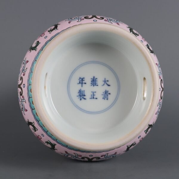 Qing Dynasty Yongzheng Period Turquoise Green Ground Foreign Color Passionflower Longevity - Image 9