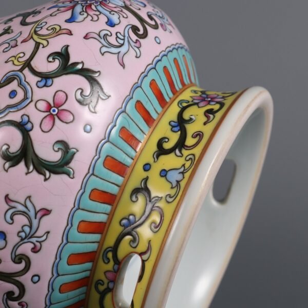 Qing Dynasty Yongzheng Period Turquoise Green Ground Foreign Color Passionflower Longevity - Image 6