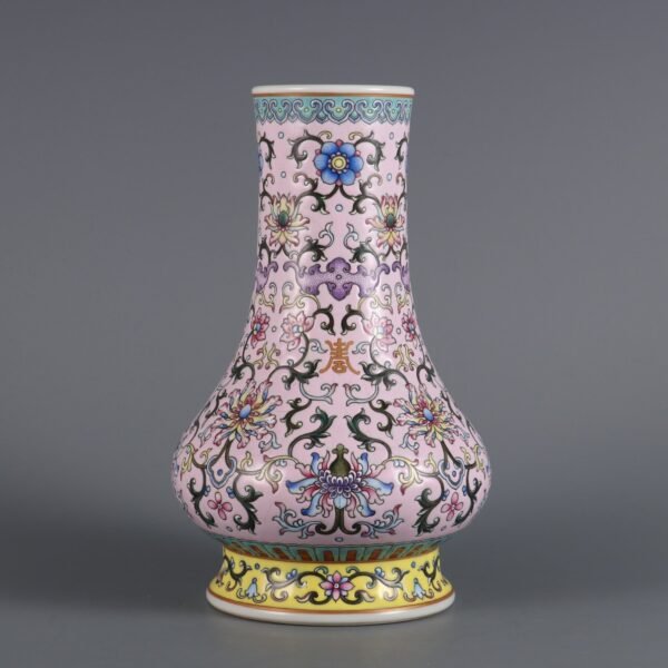 Qing Dynasty Yongzheng Period Turquoise Green Ground Foreign Color Passionflower Longevity - Image 8
