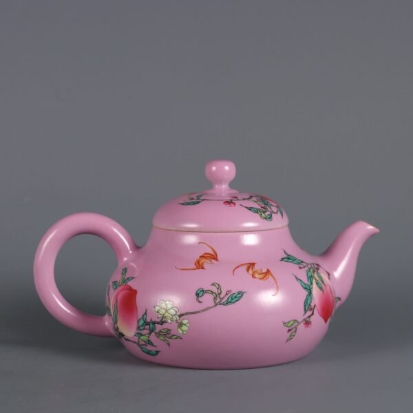 Qing Dynasty Yongzheng Emperor's Rouge-Powder-Glazed Eight-Peach Pattern Teapot - Image 2