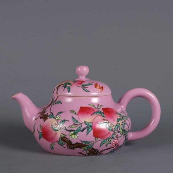 Qing Dynasty Yongzheng Emperor's Rouge-Powder-Glazed Eight-Peach Pattern Teapot