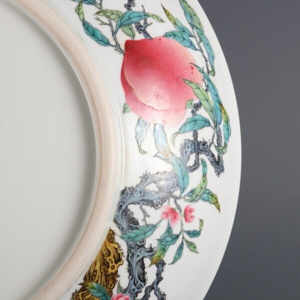 Qing Dynasty Yongzheng Period Famille Rose Wall-mounted Phoenix and Eight Peaches Pattern Large - Image 4