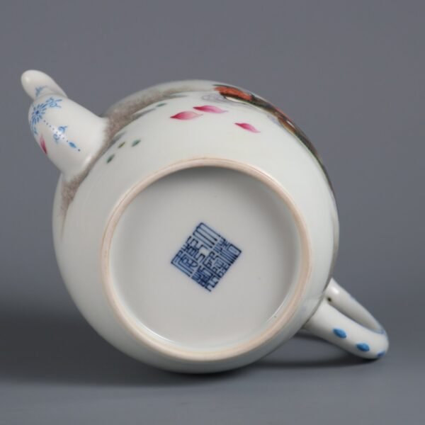 Qing Dynasty Qianlong period powder enamel mandarin duck poem teapot - Image 9