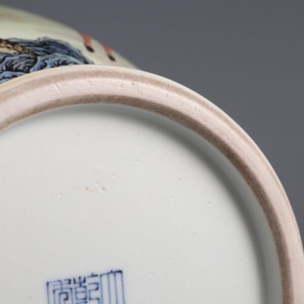 Qing Dynasty Qianlong period pink enamel crane and deer spring plate mouth vase - Image 8