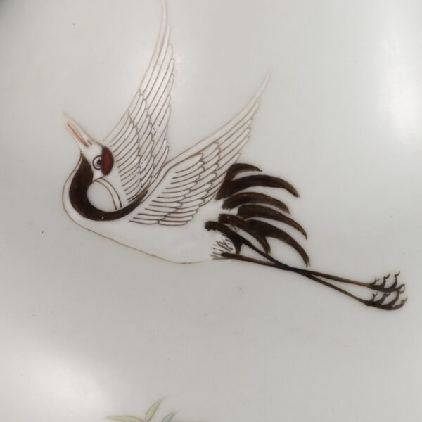 Qing Dynasty Qianlong period pink enamel crane and deer spring plate mouth vase - Image 5