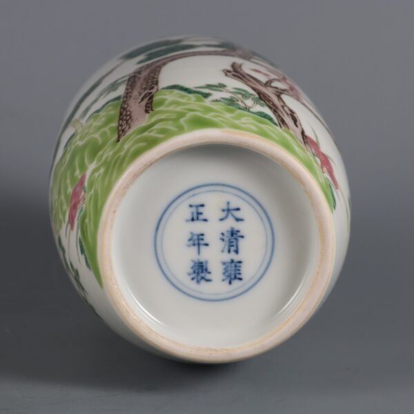 Qing Dynasty Yongzheng Period Famille Rose Winter Friends Plum Vase - Image 8