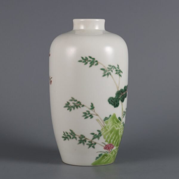 Qing Dynasty Yongzheng Period Famille Rose Winter Friends Plum Vase - Image 3