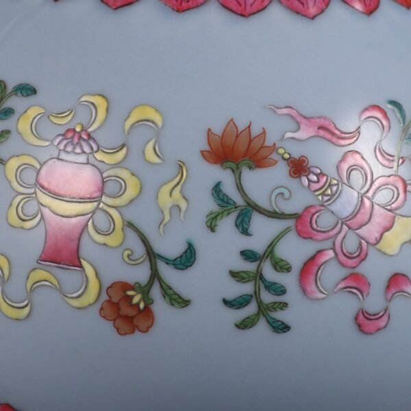 Qing Dynasty Qianlong period sky blue glaze with pink enamel eight treasures pattern - Image 6