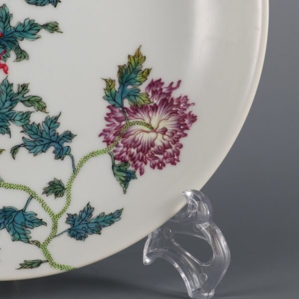 Qing Dynasty Yongzheng Period Famille Rose Wall Poppy Pattern Appreciation Plate - Image 3