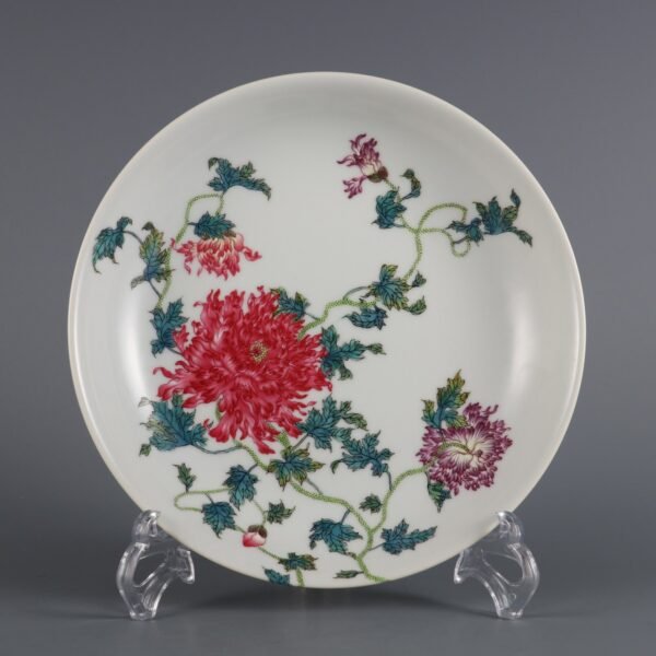 Qing Dynasty Yongzheng Period Famille Rose Wall Poppy Pattern Appreciation Plate