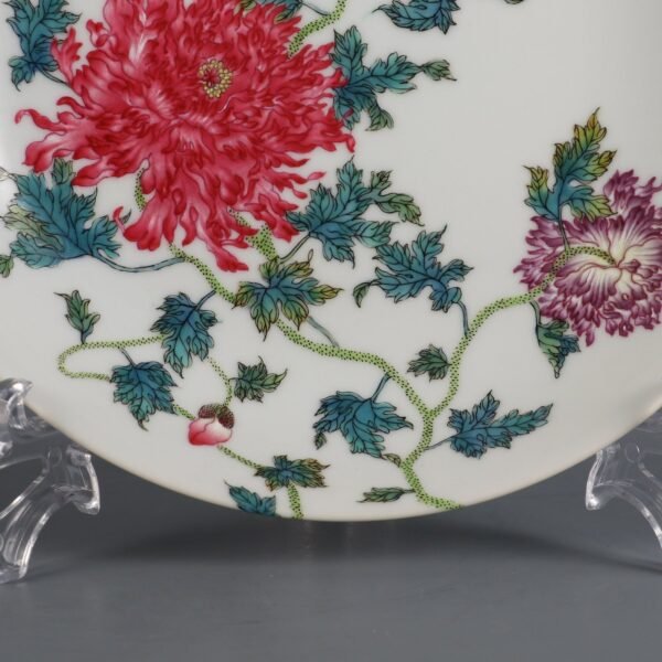 Qing Dynasty Yongzheng Period Famille Rose Wall Poppy Pattern Appreciation Plate - Image 5