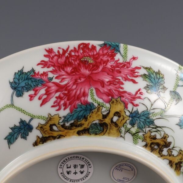 Qing Dynasty Yongzheng Period Famille Rose Wall Poppy Pattern Appreciation Plate - Image 6