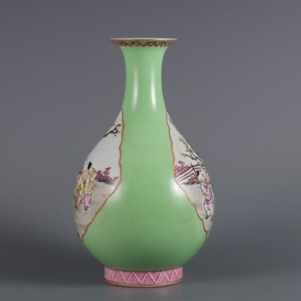 pink enamel, jade vase with baby play pattern, made in the Yongzheng period of the Qing Dynasty - Image 6