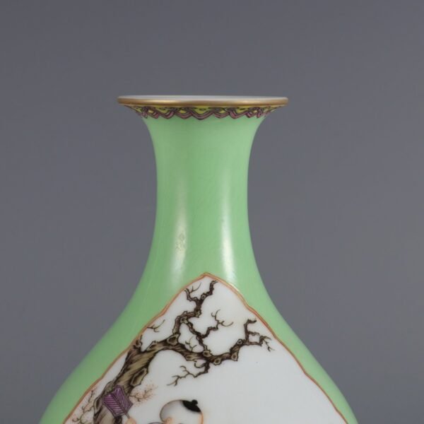 pink enamel, jade vase with baby play pattern, made in the Yongzheng period of the Qing Dynasty - Image 5