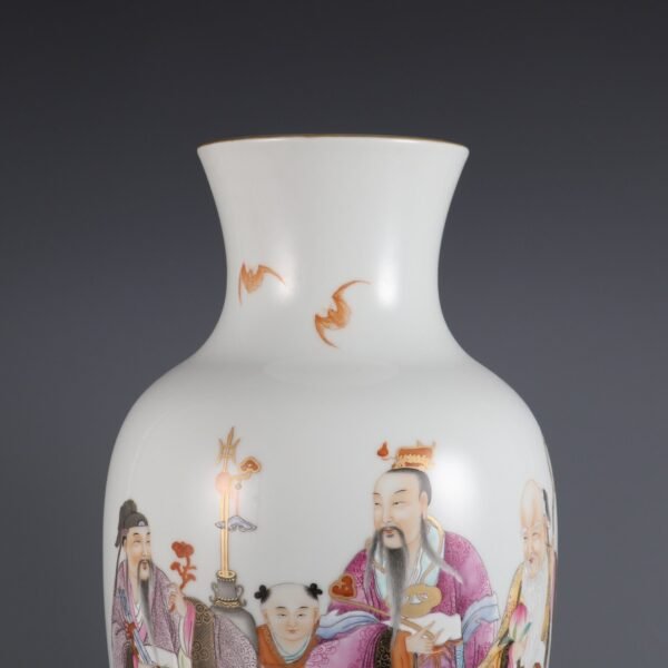 Qing Dynasty Qianlong period pink enamel three stars high shining Guanyin bottle - Image 4