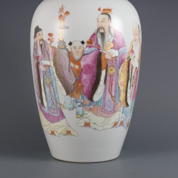Qing Dynasty Qianlong period pink enamel three stars high shining Guanyin bottle - Image 5