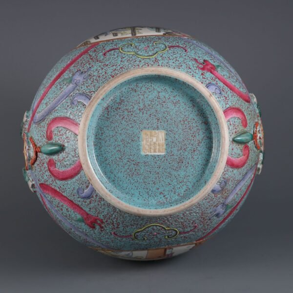 Qing Dynasty Qianlong period furnace jun glaze and powder enamel opening three mothers - Image 9
