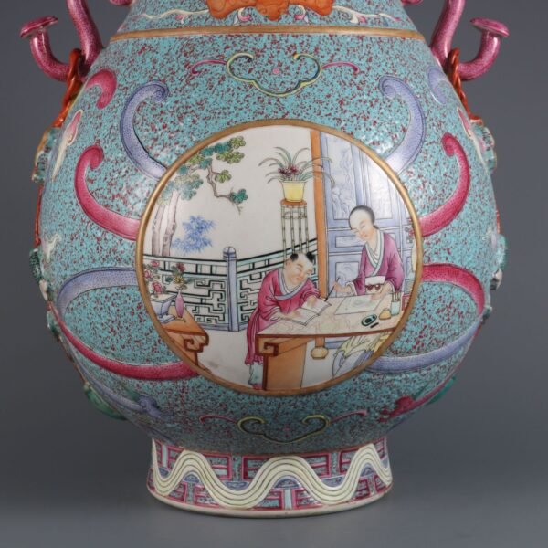 Qing Dynasty Qianlong period furnace jun glaze and powder enamel opening three mothers - Image 6