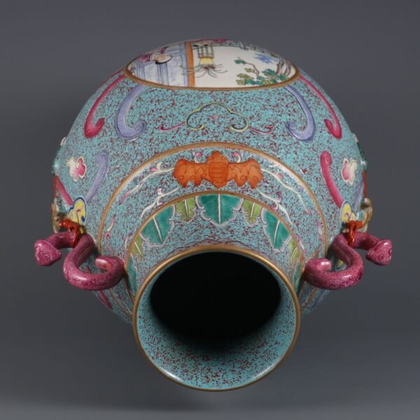 Qing Dynasty Qianlong period furnace jun glaze and powder enamel opening three mothers - Image 7