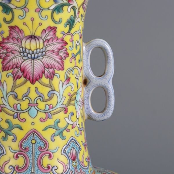 passionflower pattern eight-character ear lid cup made in the Qianlong period of the Qing Dynasty - Image 5