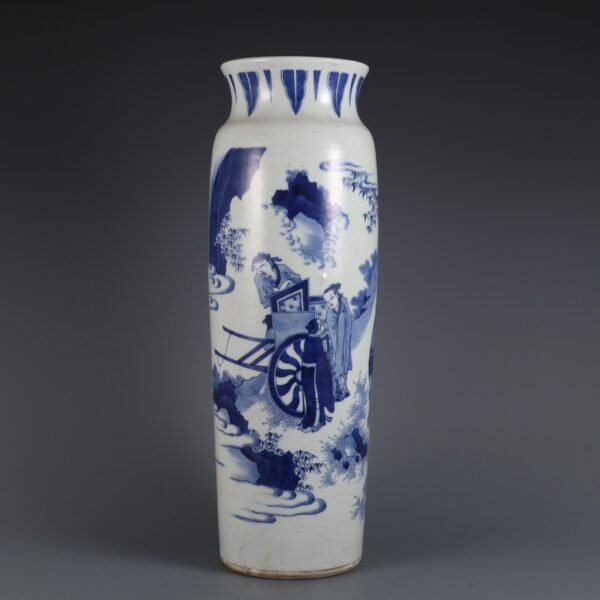 Ming Chongzhen blue and white figure vase - Image 3