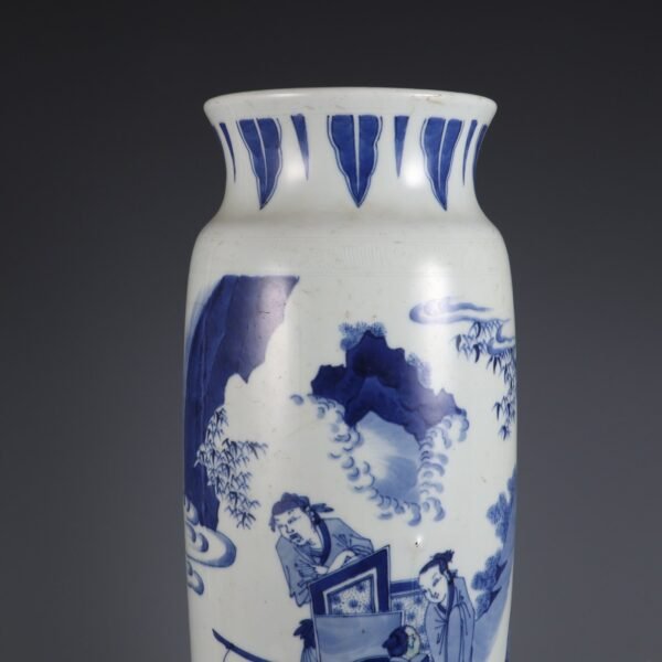 Ming Chongzhen blue and white figure vase - Image 4