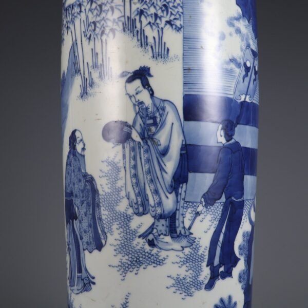 Ming Chongzhen blue and white figure vase - Image 5