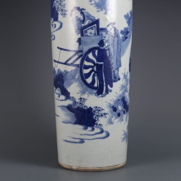 Ming Chongzhen blue and white figure vase - Image 6
