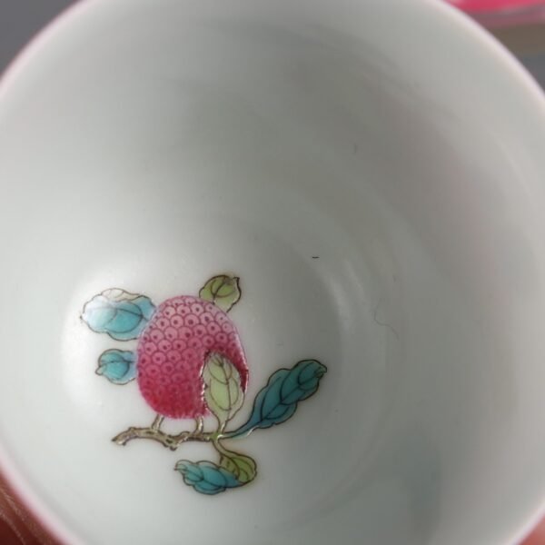 red glaze pink lychee pattern bell cups made in the Yongzheng period of the Qing Dynasty - Image 7