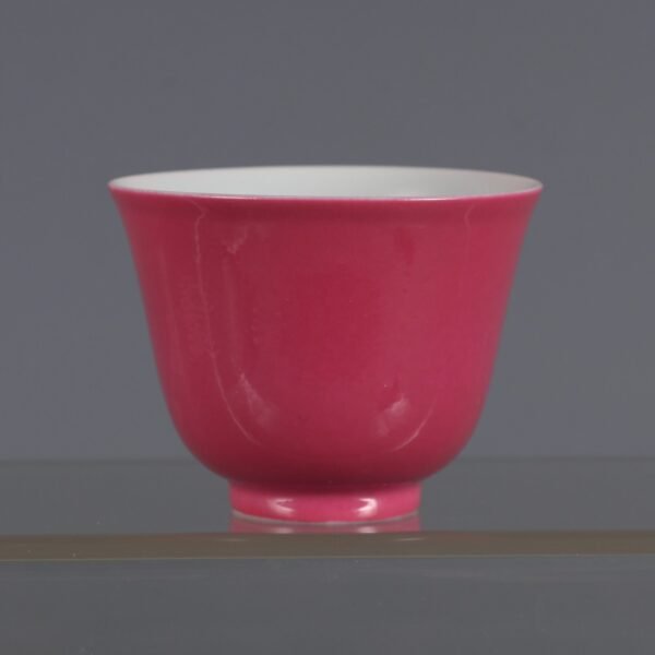 red glaze pink lychee pattern bell cups made in the Yongzheng period of the Qing Dynasty - Image 5