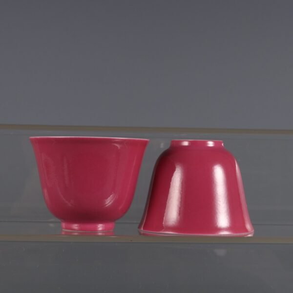 red glaze pink lychee pattern bell cups made in the Yongzheng period of the Qing Dynasty - Image 3