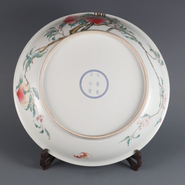 Qing Dynasty Yongzheng Period Famille Rose Wall-mounted Eight-Peach Pattern Large Plate - Image 2