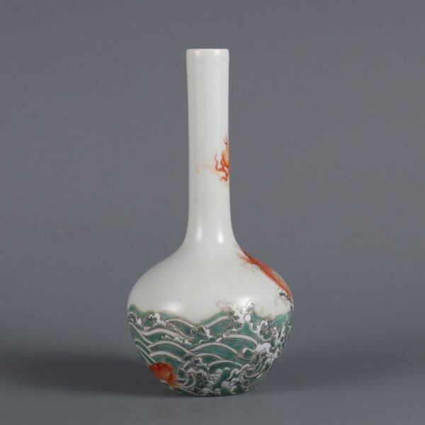 Qing Dynasty Yongzheng Period Famille Rose Fish-like Gentian Vase - Image 2