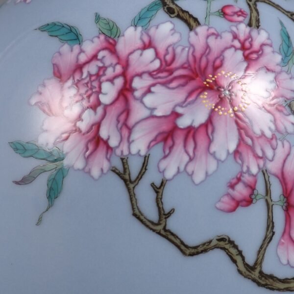 Qing Dynasty Qianlong period Tianqing glaze and powder peony poem bell vase - Image 7