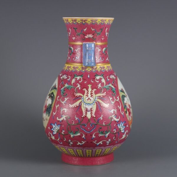 Qing Dynasty Qianlong Period Rouge Red Ground Carved Flower Opening Pastel Baby - Image 5