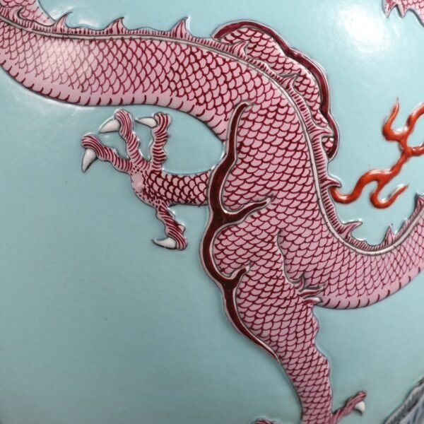 green ground with colored carved cloud dragon pattern celestial globe vase - Image 7