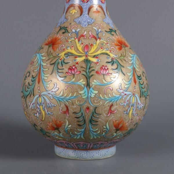 Qing Dynasty Qianlong period foreign color passionflower pattern gold phoenix tail grass garlic - Image 6