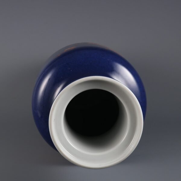 Qing Kangxi Period Blue Glaze with Alum Red Cloud Dragon Pattern Stick Bottle - Image 6