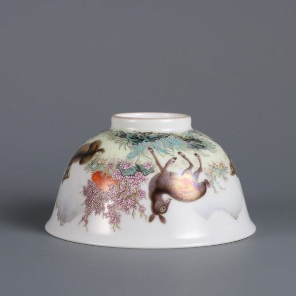 Qing Yongzheng period enameled bowl with deer cry - Image 6