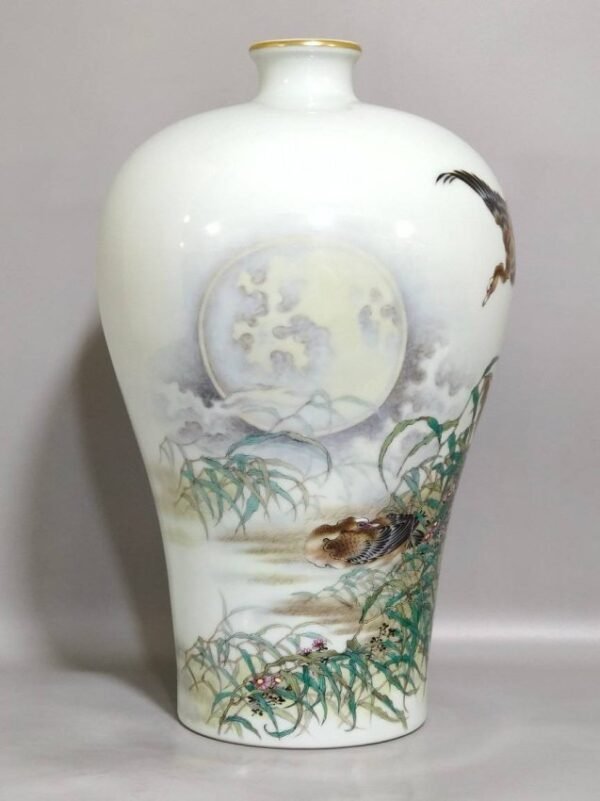 Qing Dynasty Yongzheng Reed and Goose Poem Plum Vase - Image 2