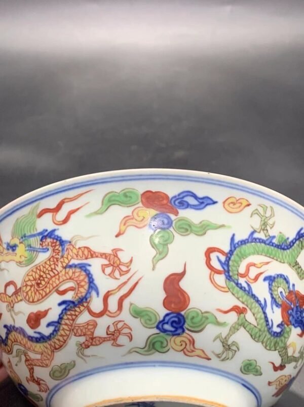 Ming Jiajing multicolored dragon pattern bowl - Image 7