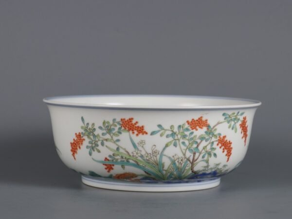 Qing Jiaqing Period (Caihuatang) Pink orchid-patterned bowl - Image 2
