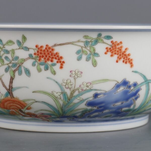 Qing Jiaqing Period (Caihuatang) Pink orchid-patterned bowl - Image 6