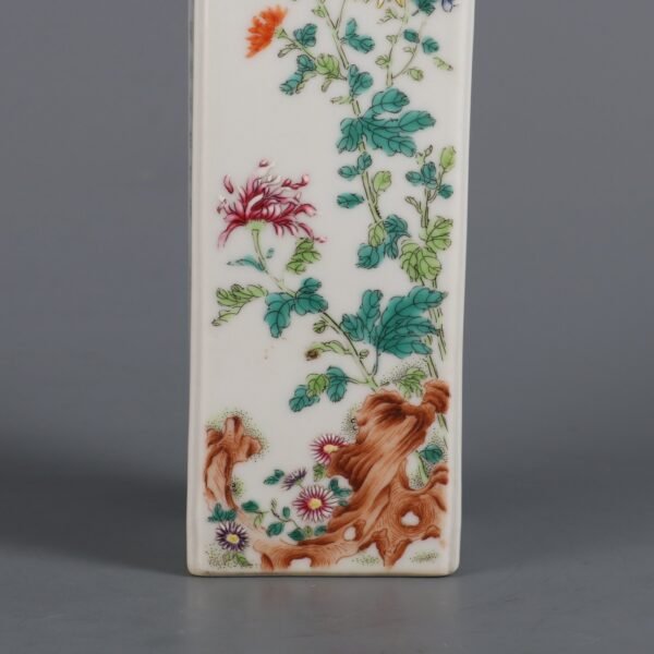 Square brush holder with flower inscriptions and poems made in Qianlong period of Qing Dynasty - Image 6