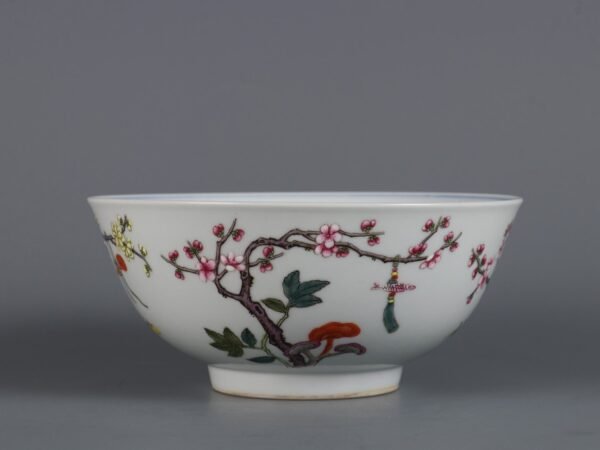 Qing Daoguang Period Famille Rose Four Seasons Flower Blue and White Bowl - Image 2
