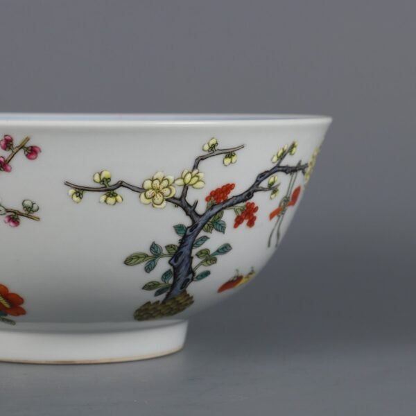 Qing Daoguang Period Famille Rose Four Seasons Flower Blue and White Bowl - Image 5