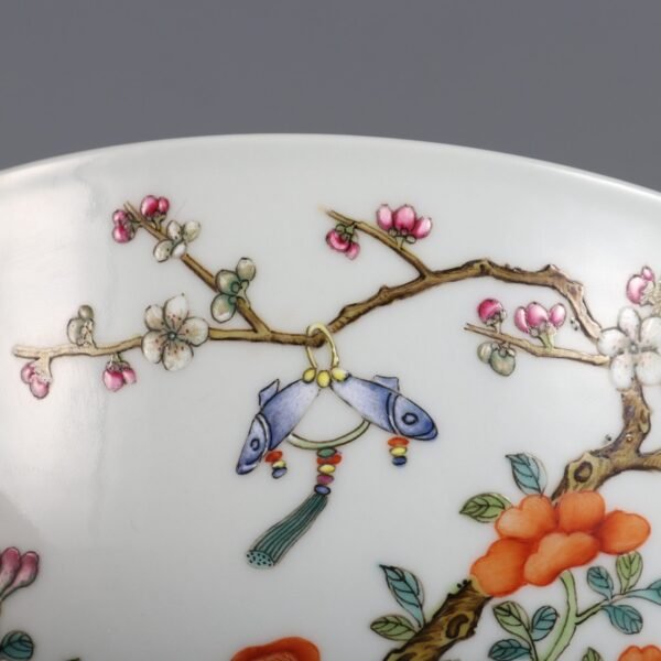 Qing Daoguang Period Famille Rose Four Seasons Flower Blue and White Bowl - Image 6