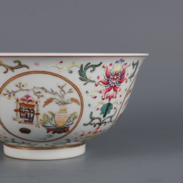 Qing Daoguang Period Famille Rose Passionflower Pattern Opening Five Grains Bowl - Image 4
