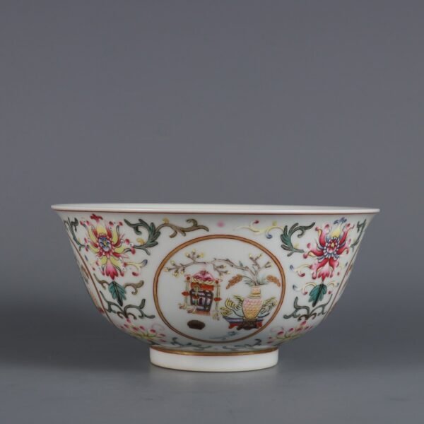 Qing Daoguang Period Famille Rose Passionflower Pattern Opening Five Grains Bowl - Image 8