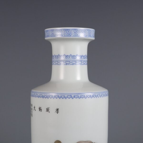 Qing Yongzheng Period Enamel Painted Filial Piety Touching Heaven Stick Vase - Image 3